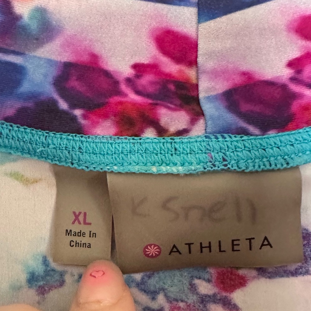 Athleta Floral Fade Rash Guard Swim Tank Size XL - Picture 7 of 8